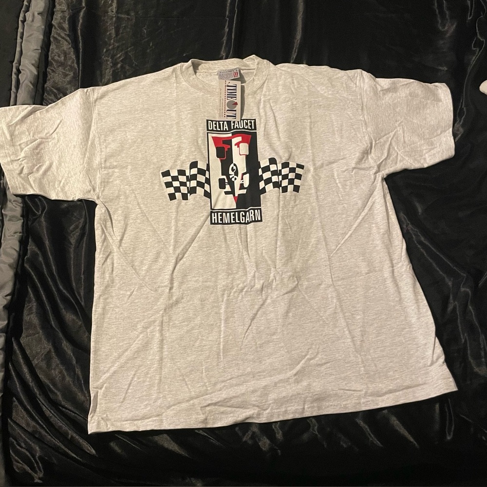 F1 Delta Faucet Hemelgarn Racing T Shirt Size XL 1990’s Grey Timeout Made In USA